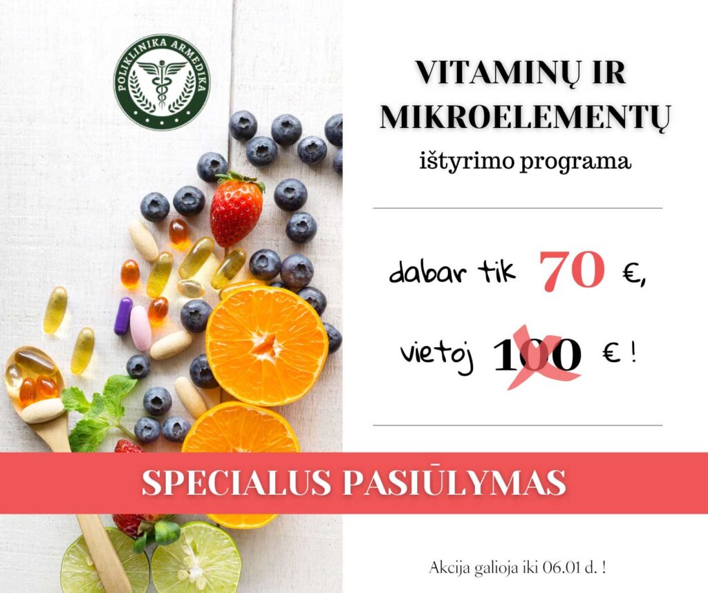 Vitaminų ir mikroelementų ištyrimo programa dabar tik 70€ , vietoj 100€ !