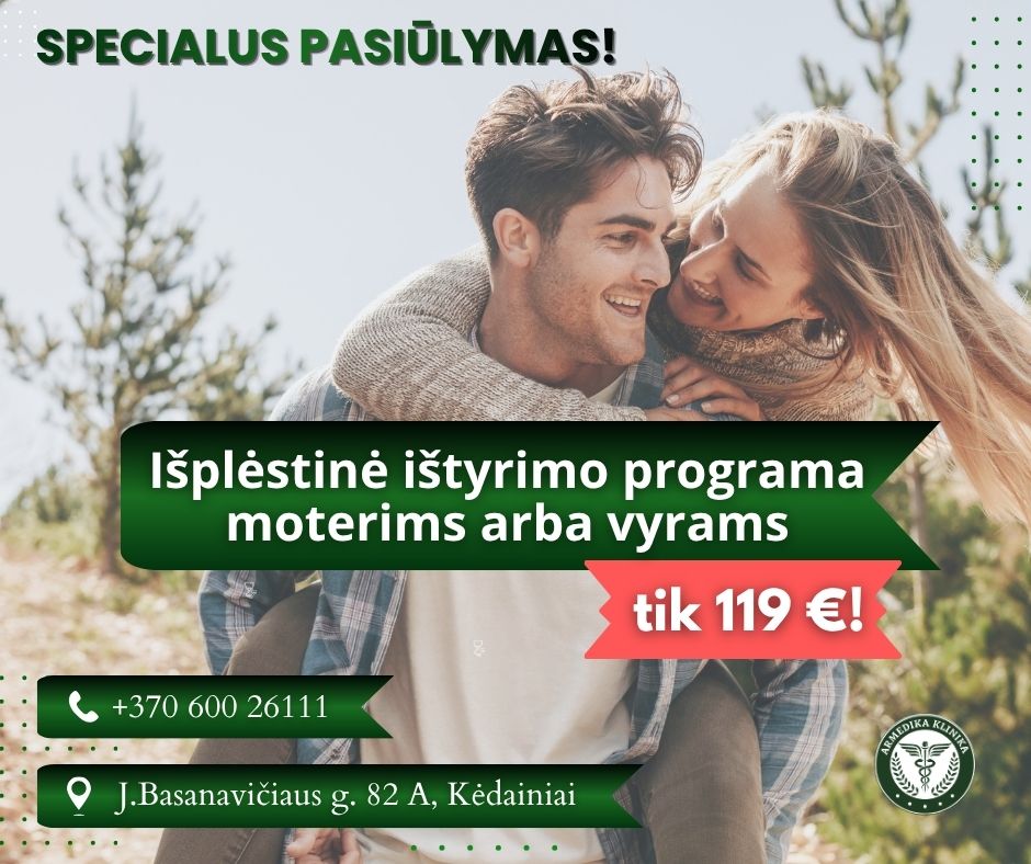 AKCIJA! Visą balandžio mėnesį išplėstinės ištyrimo programos moterims ir vyrams – tik 119 €!